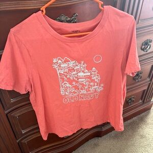 Old Navy Coral Graphic Short Sleeve Tee